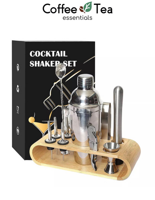 Bartender Kit 12pcs with Wooden Rack