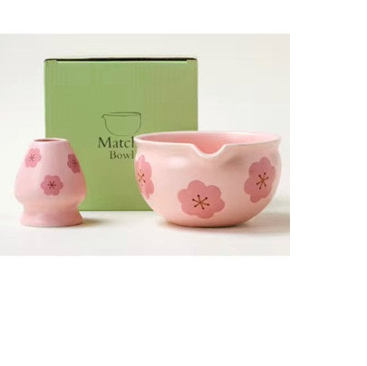 Matcha Bowl with Whisk Stand β Ceramic & Glass