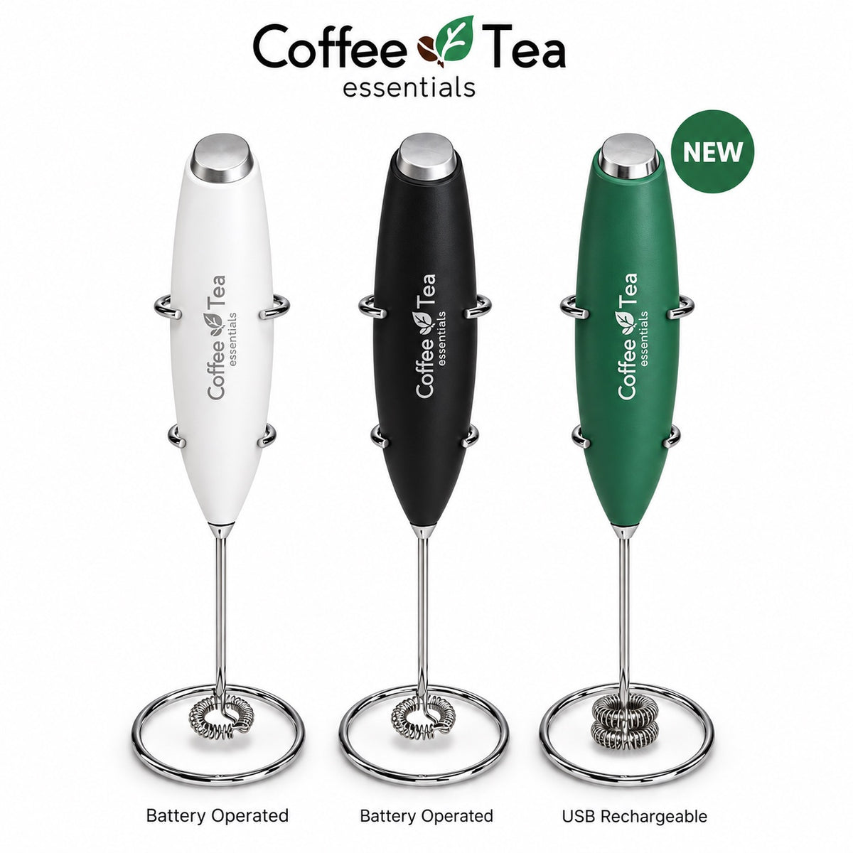 Coffee Tea Essentials USB Rechargeable Milk Frother – Green