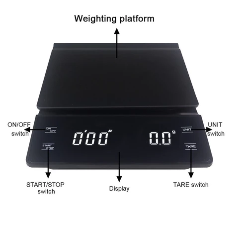 LED Display Coffee Scale with Timer Battery operated