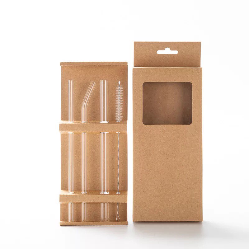 Reusable Borosilicate Glass Straw 4 set