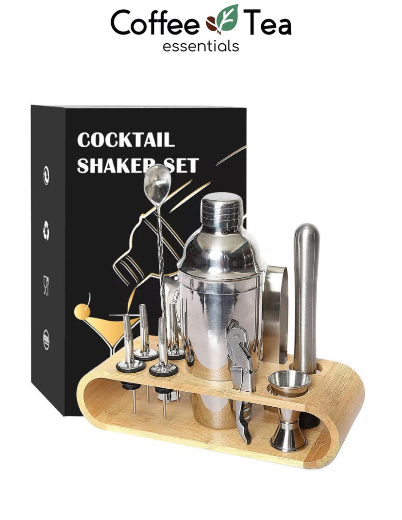 Bartender Kit 12pcs with Wooden Rack