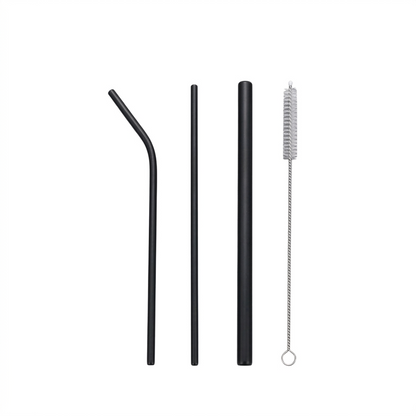 Reusable Stainless Straw 4 set Black