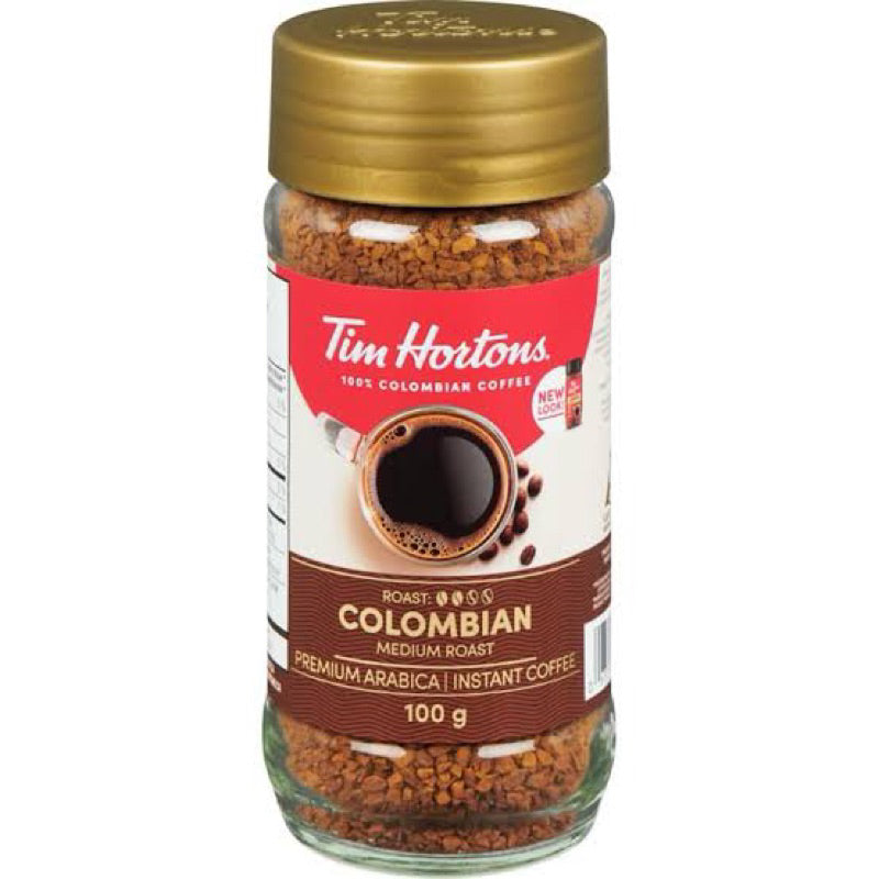 Tim Hortons Instant Coffee 100g - Colombian / Decaf / Light Roasted