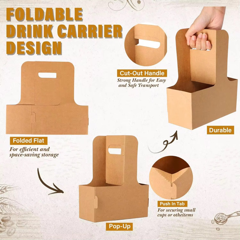 Kraft Bag Dual Cup Carrier 25pcs