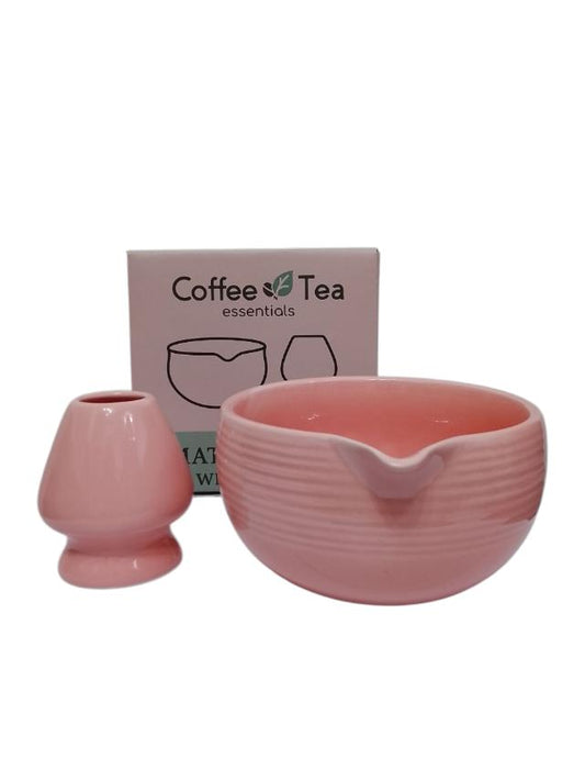 Matcha Bowl with Whisk Stand – Ceramic & Glass