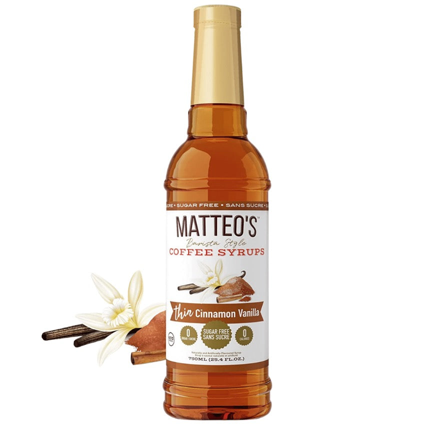 Matteo’s Sugar-Free Coffee Syrup – Vanilla, Caramel & Hazelnut (750mL)