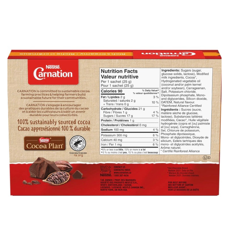 Nestle Carnation Hot Chocolate,10 x 25 g sachets, 250g (8.83oz)
