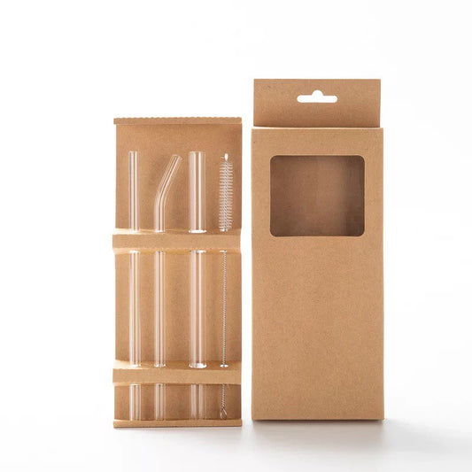 Reusable Borosilicate Glass Straw 4 set