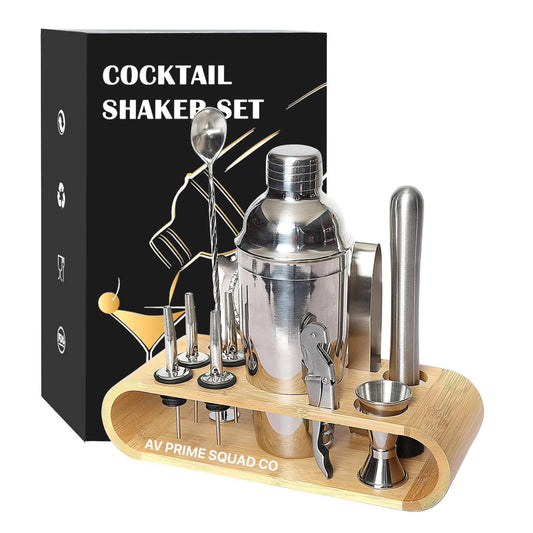 Bartender Kit 12pcs with Wooden Rack